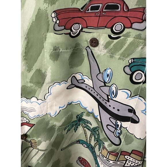 Hawaiian Shirt Silk Traders XL Short Sleeve Cars Hula Girl Dance Hawaii USA - Picture 5 of 8